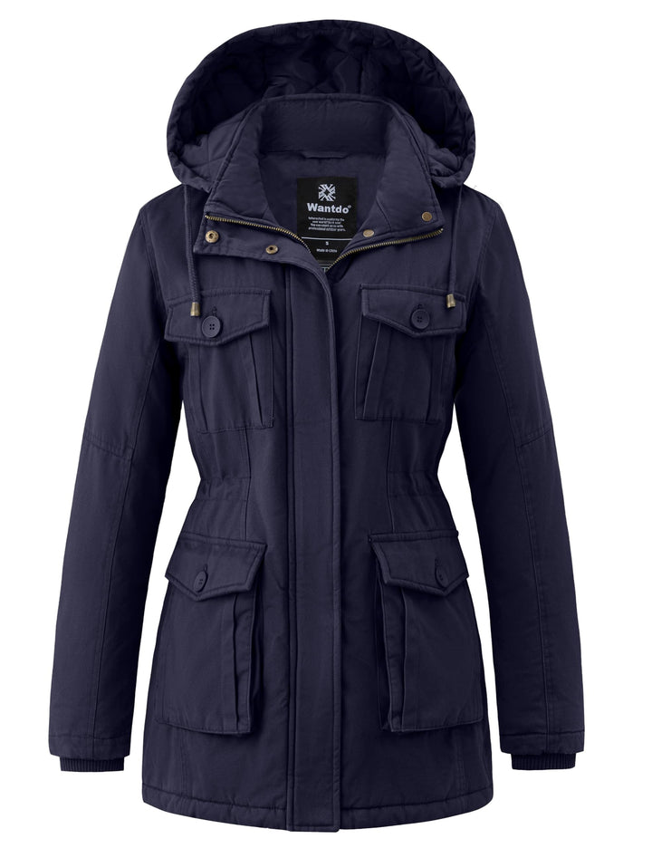 Wantdo Damen Klassische Baumwoll Jacke Warmer Fleece Mantel Winter Outdoor Parka Jacke Mittellanger