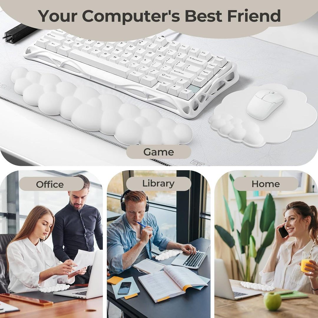 Handgelenkauflage Weiss, Ergonomisches Wolke Handauflage Tastatur Mit PU Leder Memory Schaum, Wrist