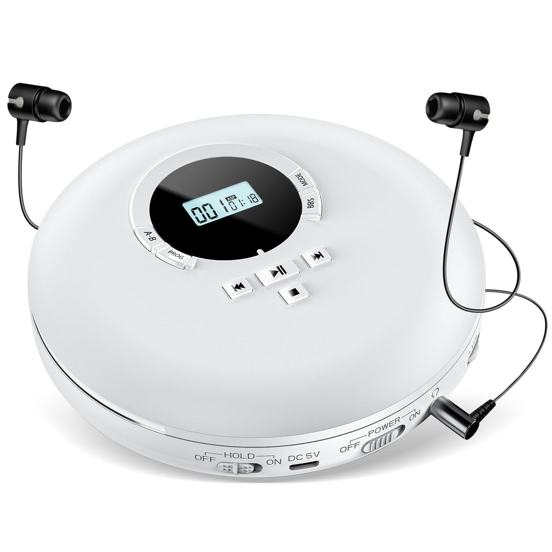 Gueray CD Spieler Tragbarer CD-Player Persönliche CD Players mit Kopfhörer LCD Display Anti-Skip Sch