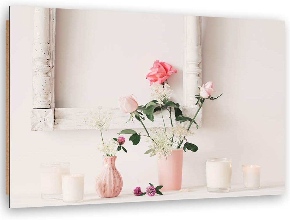 Feeby Dekobild Pflanzen Deko Wand Kunstdruck rustikal Rosa 70x50 cm M14325 70x50 cm, M14325 70x50 cm