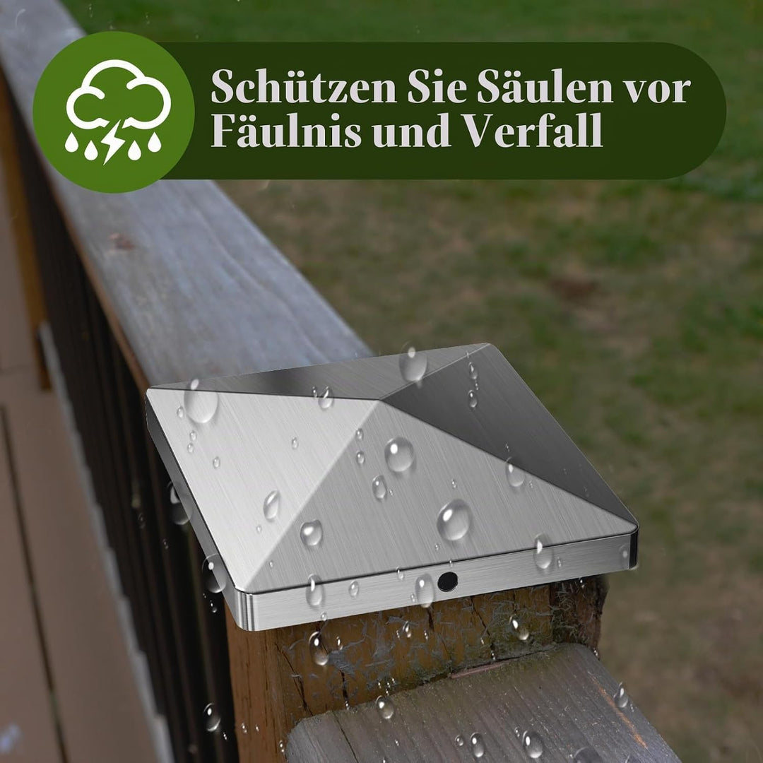 Pfostenkappen 10x10 cm, 10 Stück Edelstahl 304 Pfostenabdeckung, Pfostenkappe für Zaunpfosten und Ho