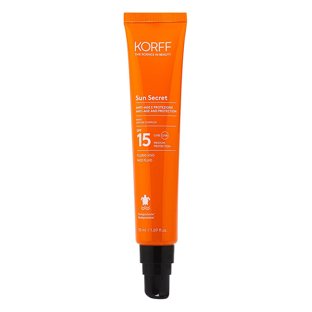 Korff Sun Secret - Fluido Solare Viso Anti-Età SPF15, 50ml