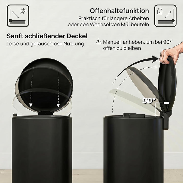 HOMCOM Mülleimer 30L Treteimer Abfalleimer mit Deckel und Fusspedal, Müllbehälter mit Inneneimer, So
