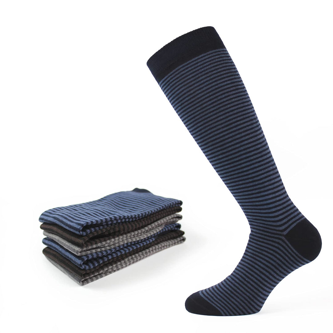 Citycalze Lange gestreifte Socken für Herren, aus warmer Baumwolle, weich, 6 Paar, hergestellt in It