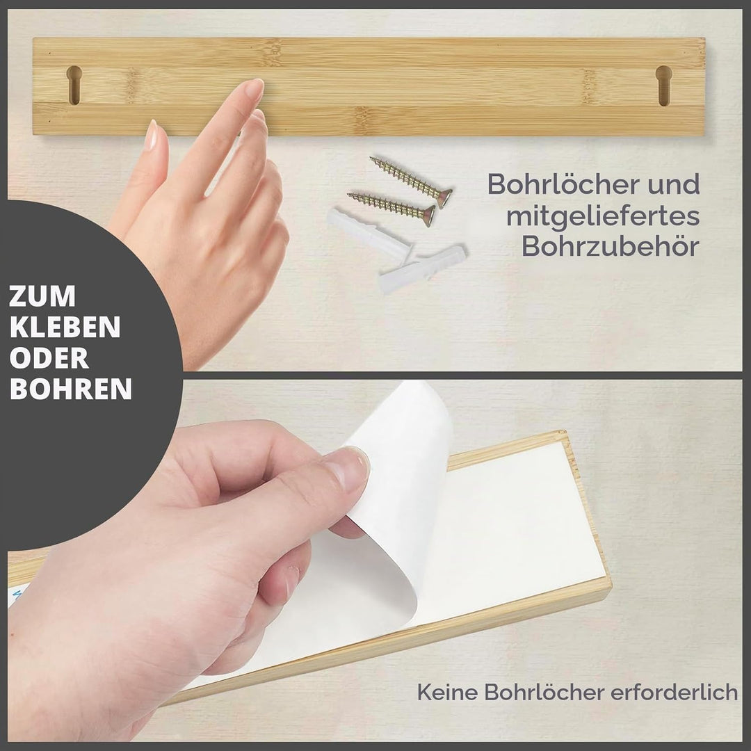Baxcdyswe 40cm Magnetleiste Messer aus Bambus Mit Extra Starkem Magnet, Messerhalter Magnetisch Knif