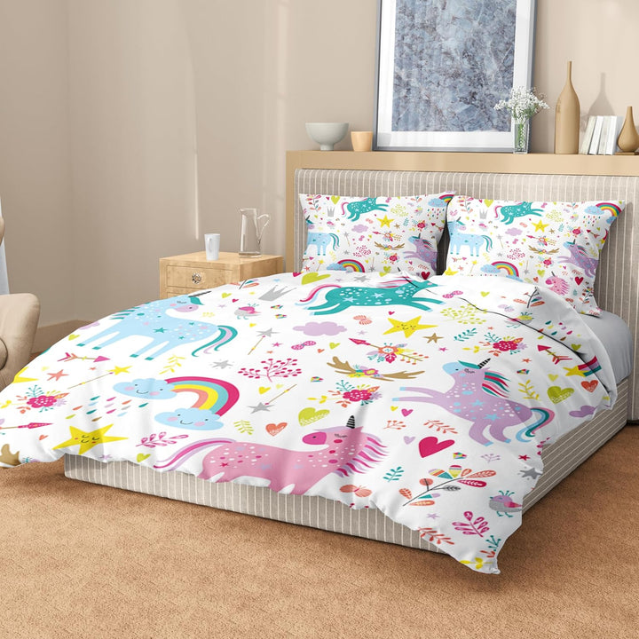 HZVRTN Kinder Bettwäsche Einhorn Bettwäsche Set für Mädchen, Soft Mikrofaser Bettbezug mit Reissvers