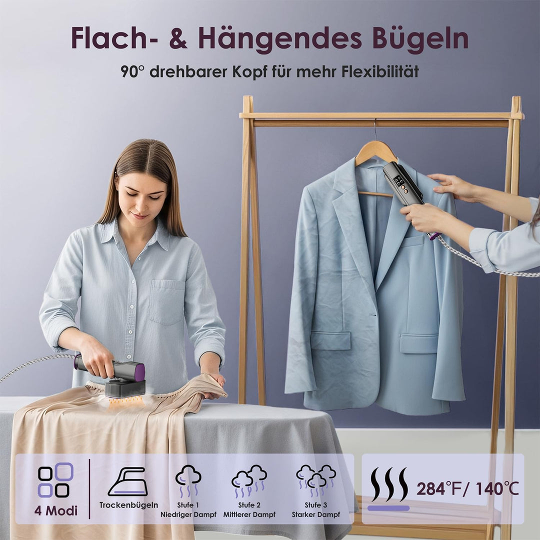 VIWAVE Steamer Dampfglätter 1200 W, 100–240 V Dual-Spannung-Reisebügeleisen, 15S Schnellaufheizung,