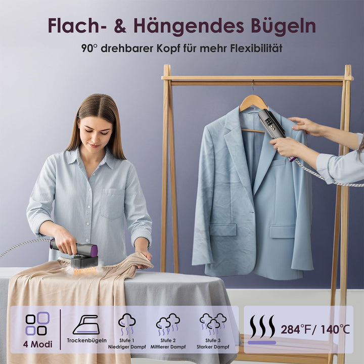 VIWAVE Steamer Dampfglätter 1200 W, 100–240 V Dual-Spannung-Reisebügeleisen, 15S Schnellaufheizung,