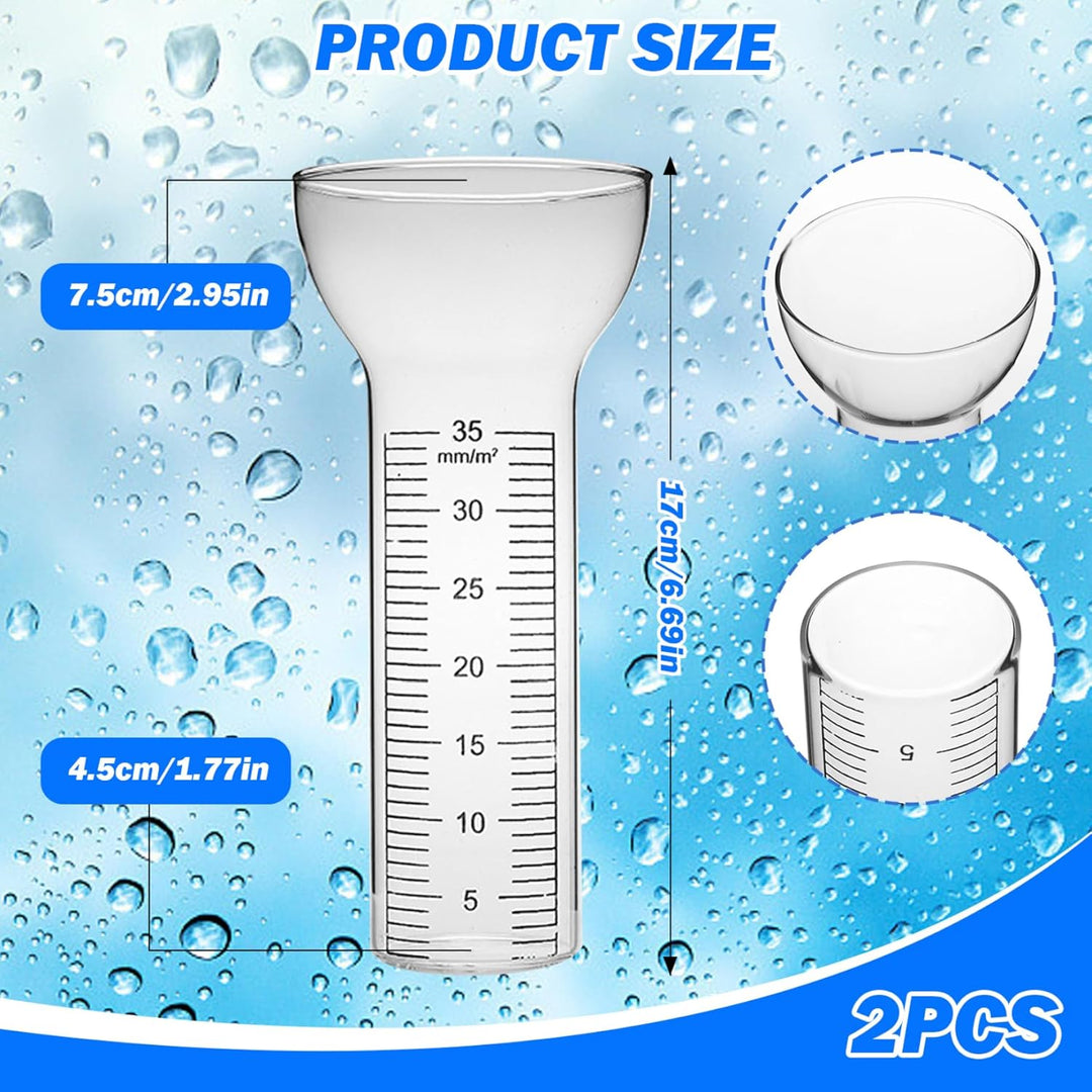 2pcs Regenmesser im Freien gefrierproof, gefrierproof Glas Regenmesser Ersatzröhrchen 35 mm trichter