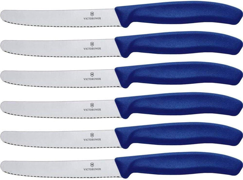 Victorinox 6 Stück Tafelmesser - Tomatenmesser Swiss Classic mit Wellenschliff rostfrei - Swiss Made