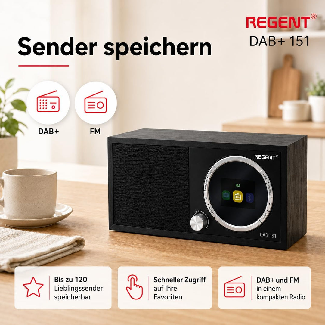 Ferguson Regent Dab+151 Digitalradio DAB Plus Radio mit Bluetooth Lautsprecher FM/DAB/DAB+ Radio UKW