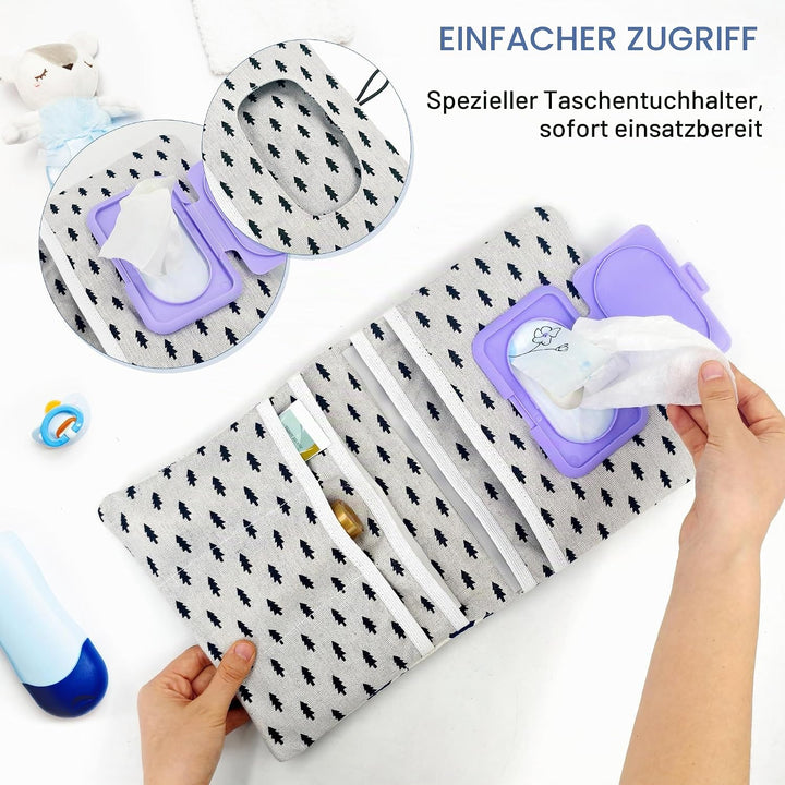 beifon Windeltasche Organizer und Kosmetiktasche 2in1,Wickeltasch mit Wickelunterlage unterwegs, kle