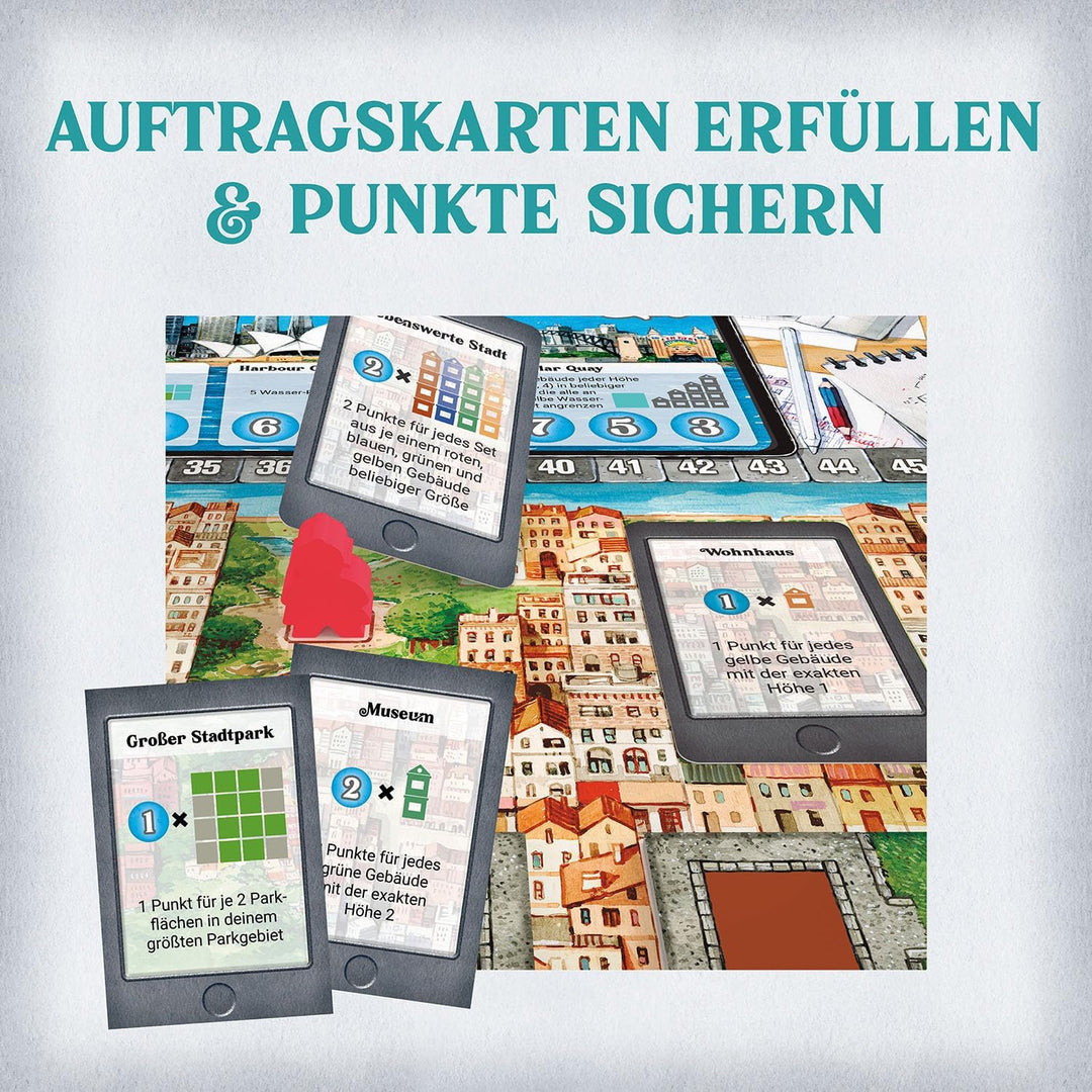 KOSMOS 685096 Cities - Grosse Städte, grosse Pläne, Städtebauspiel, Brettspiel für 2-4 Spieler, Gese