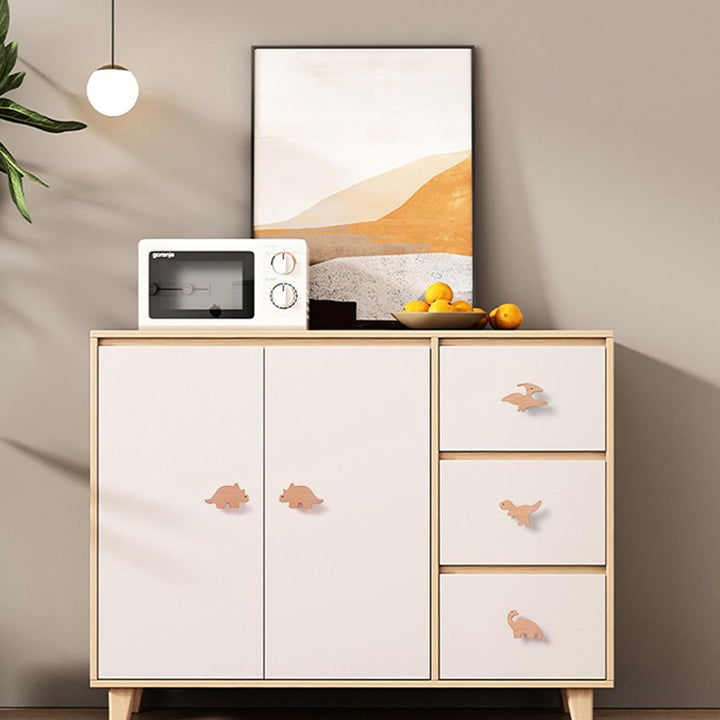 Auped 12 Stück Dinosaurier holzgriffe kinderzimmer - Natürliche Schrankgriffe mit Boho-Design für Kü
