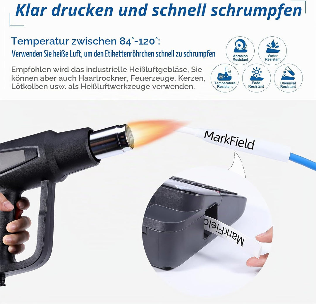 MarField HSe-251 23.6mm Schrumpfschlauch Schriftband Kompatibel mit Brother P-touch HS HSe251 Heat S