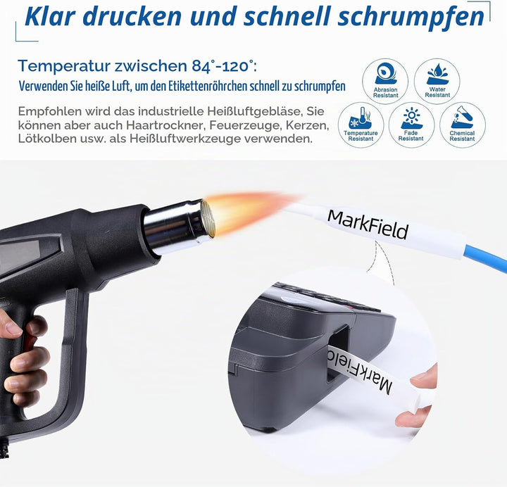 MarField HSe-251 23.6mm Schrumpfschlauch Schriftband Kompatibel mit Brother P-touch HS HSe251 Heat S