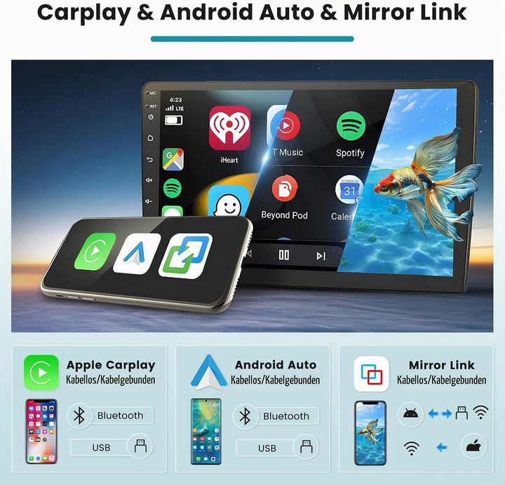 Hikity 2G 64G Android 15 Autoradio Für Ford Focus MK1 C170 1998-2004(Linkslenker) mit Wireless Carpl