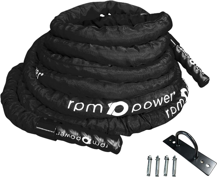 RPM Power Battle Rope - Fitness, Muskelstärkungsseil für Bodybuilding-Workouts - inklusive Anker 15