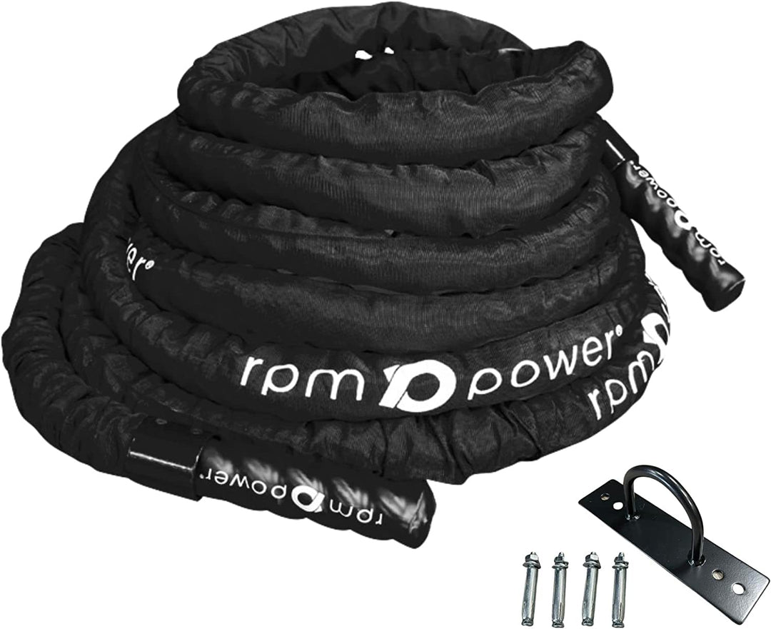 RPM Power Battle Rope - Fitness, Muskelstärkungsseil für Bodybuilding-Workouts - inklusive Anker 9 M