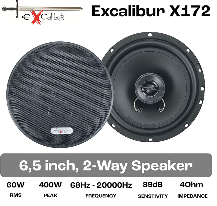 Excalibur 172 cm 2-Weg 2-Wege Auto-Lautsprecher 16,5 cm/6,5 400 W Paar Preis, Schwarz
