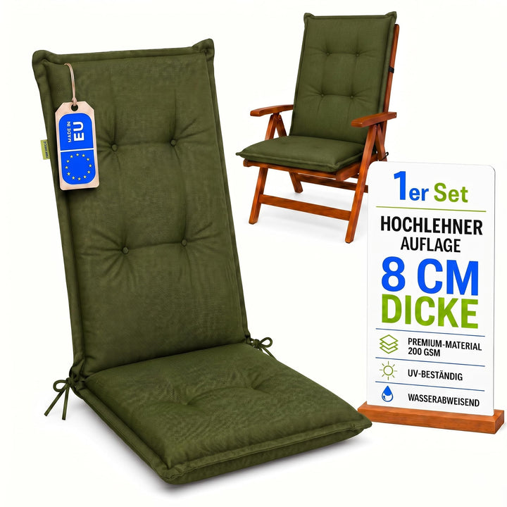 Hochlehner Auflagen - 120x50cm – 8cm Dick - Premium-Material 200gsm, UV- & Wasserabweisend | Gestepp