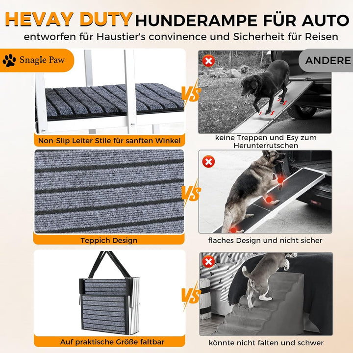 Hundetreppe Auto Für Grosse Hunde mit Teppich, Extra Breit 4 Stufen Hunderampe Auto Klappbar,Leichte