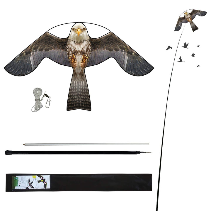 Laptony Bird Scarer Flying Kite Crops Farm Protector Bird Hawk Flying Kite mit 4 m Teleskopstange (S