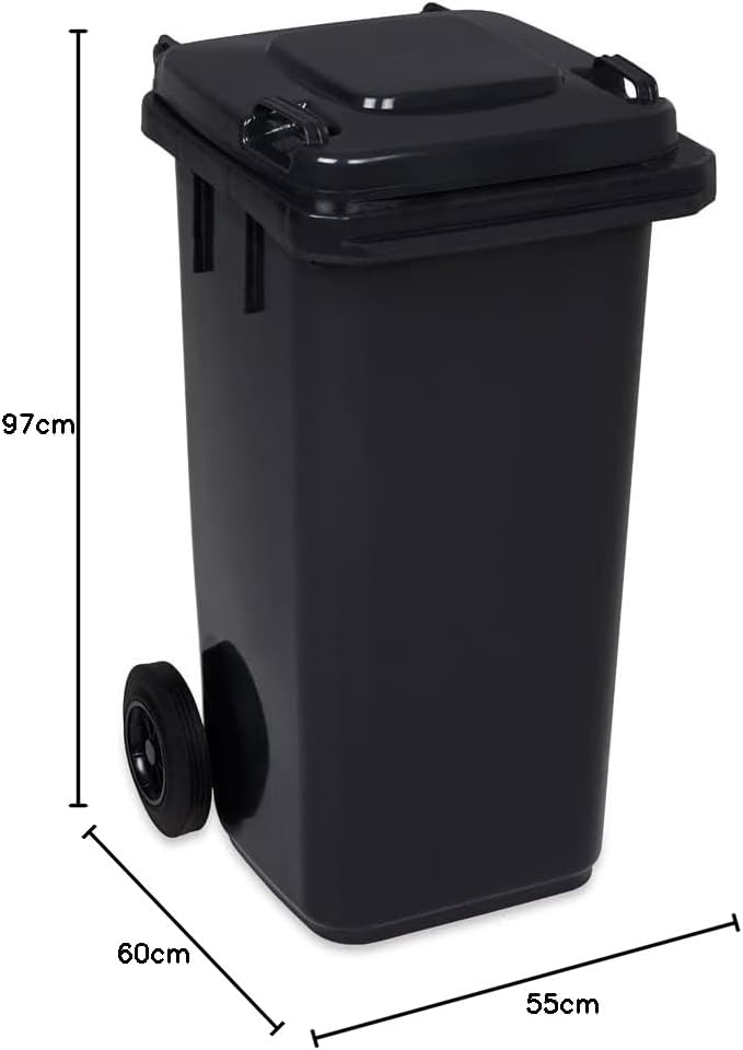 JESTIC Mülltonne Abfalltonne Reststofftonne 120L laufruhige Vollgummi-Räder NEU (Graphite)