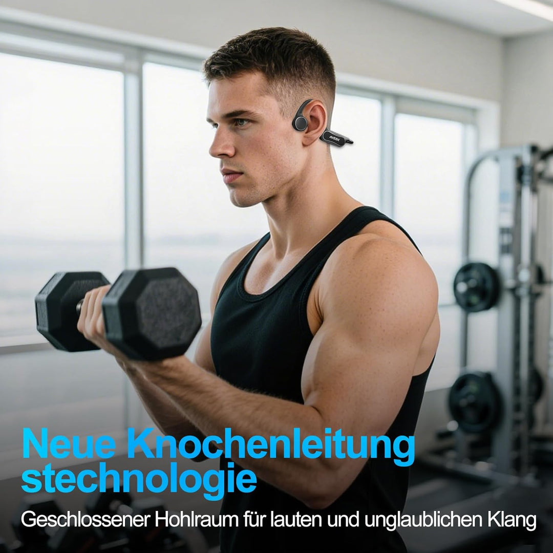 Aveek Knochenschall Kopfhörer Bluetooth 6.0, Open-Ear Kopfhörer mit 8h Akku, Bone Conduction Headpho