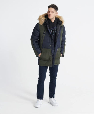 Superdry Herren Rookie Daunenparka mit Farbblock-Design Dunkel Marineblau S