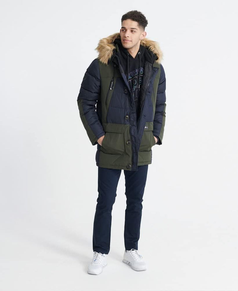 Superdry Herren Rookie Daunenparka mit Farbblock-Design Dunkel Marineblau S