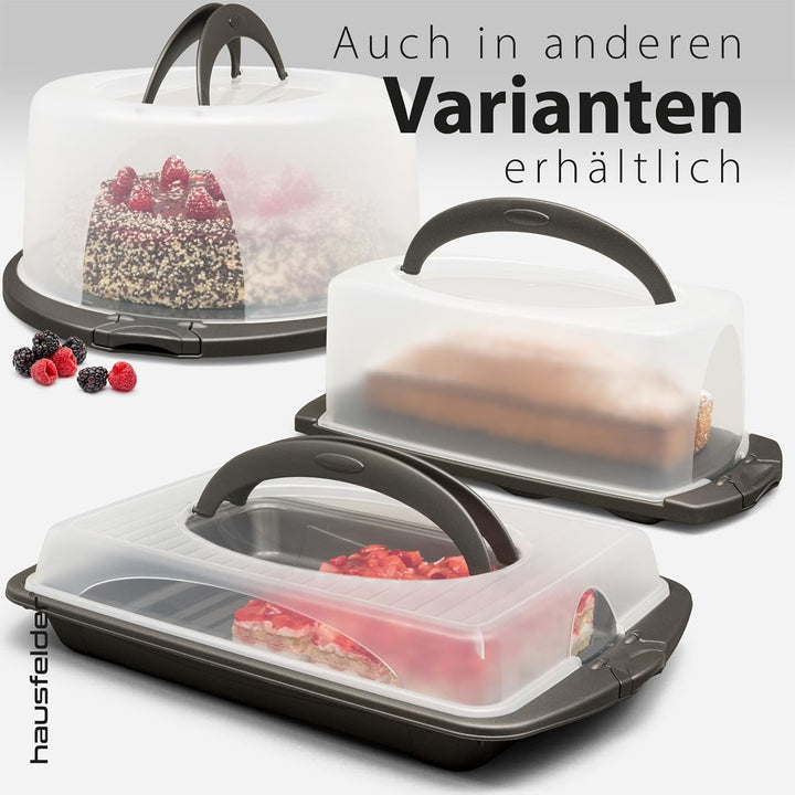 Hausfelder Kuchen Transportbox rund, Tortentransportbox mit Haube und Griff, Tortenglocke 33 cm Durc