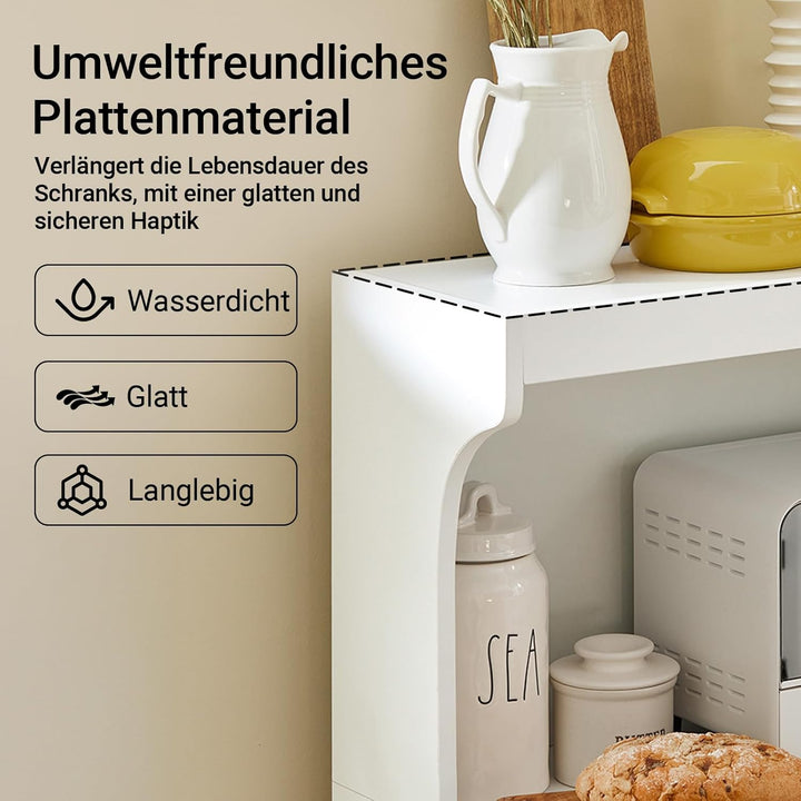 SoBuy® FSB12-W Mikrowellenschrank mit Rollen Küchenschrank Küchenwagen Getränkewagen mit 2 Ablagen,