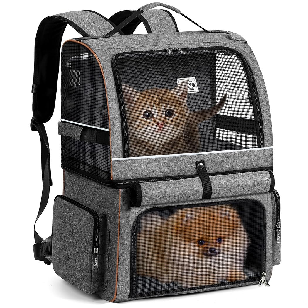 Lekespring Doppellagige Katzen Rucksack für 2 Katzen Grosse Katzen Transport Rucksack Hunderucksack