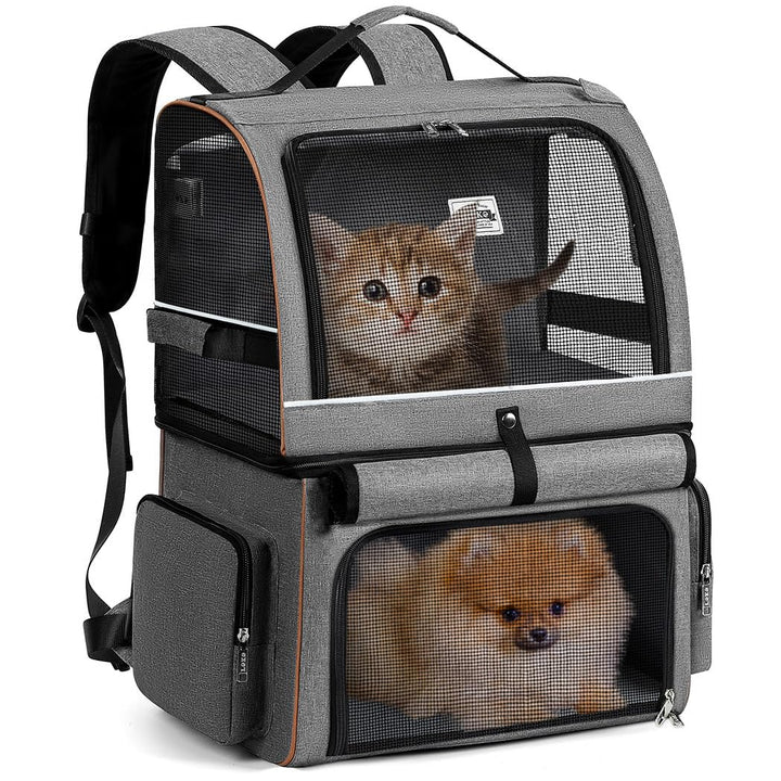 Lekespring Doppellagige Katzen Rucksack für 2 Katzen Grosse Katzen Transport Rucksack Hunderucksack