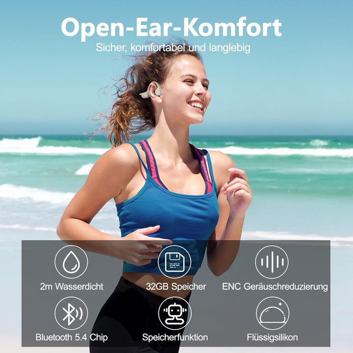 Kopfhörer Schwimmen – Knochenschall Kopfhörer Bluetooth 5.4, IPX8 Wasserdichte Sport Headphones mit
