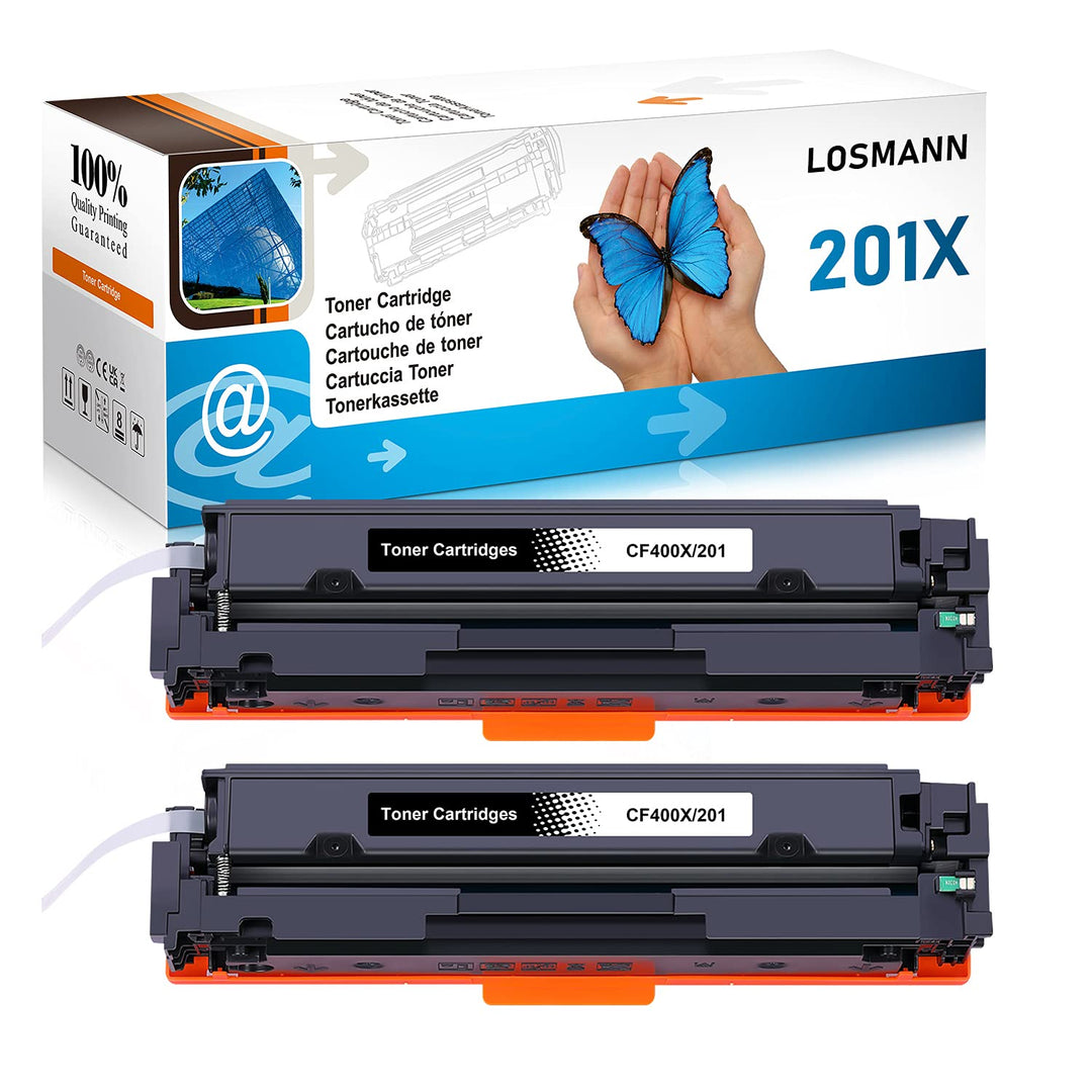 LOSMANN 2x Toner Kompatibel für HP CF400X 201X CF400A 201A für HP Color LaserJet Pro M252dn M252dw M