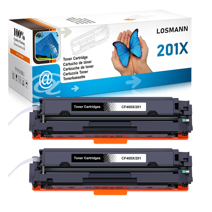 LOSMANN 2x Toner Kompatibel für HP CF400X 201X CF400A 201A für HP Color LaserJet Pro M252dn M252dw M