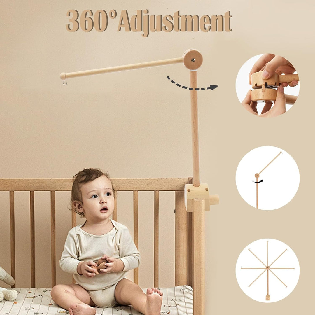 Baby Mobile Halterung Holz, Verstellbarer Mobile Halterung Wickeltisch, Abnehmbarer Mobile Krippe Ha