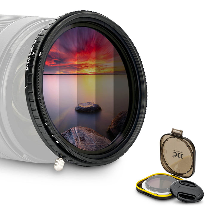 JJC 49 mm Variabler ND2-ND32 ND Filter + CPL Polarisationsfilter, 5-Stop Neutral Graufilter für Cano