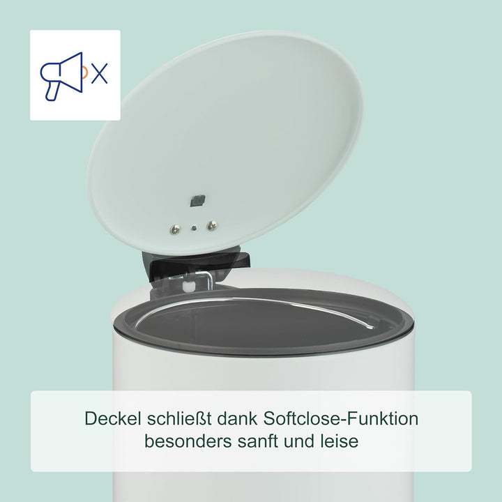Relaxdays Mülleimer Bad, 3 l, Kosmetikeimer mit Soft-Close, in Matter Optik, entnehmbarer Inneneimer