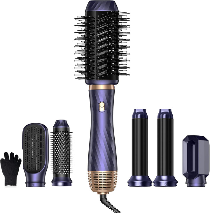 Hair Styler Set, OKWRAP Airstyler set 6 In 1 Mit Rundbürstenföhn, Haarstyler Warmluftbürste,Thermal