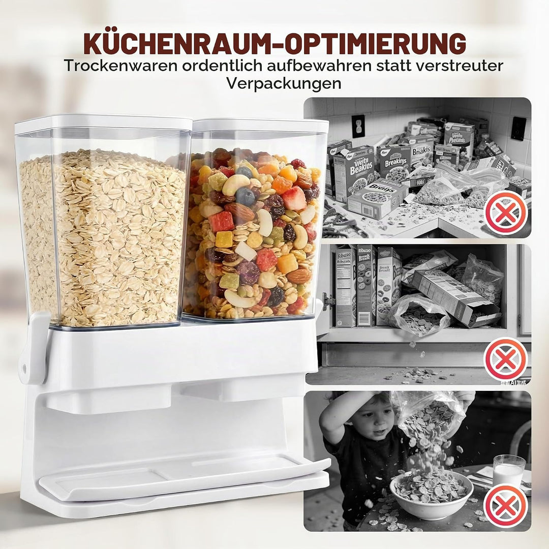 Sinceroduct Müslispender 2er Pack, Cereal Dispenser 3L Grosse luftdichte Müsli-Speicherkisten, Cornf