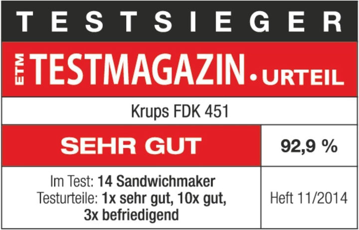 Krups Sandwichmaker FDK451 | für gegrillte Sandwichtoasts in Dreiecksform | Antihaftbeschichtete Pla