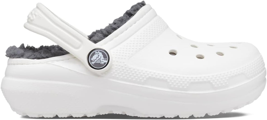 Crocs Unisex Kinder Classic Lined Clog K 23/24 EU Weiss Grau, 23/24 EU Wei&amp;