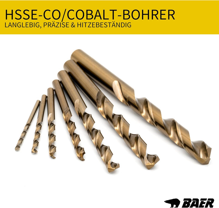 BAER Gewindeschneider Set M3 - M12 | HSSE Edelstahl | Edelstahlbohrer inklusive Bohrpaste | Maschine