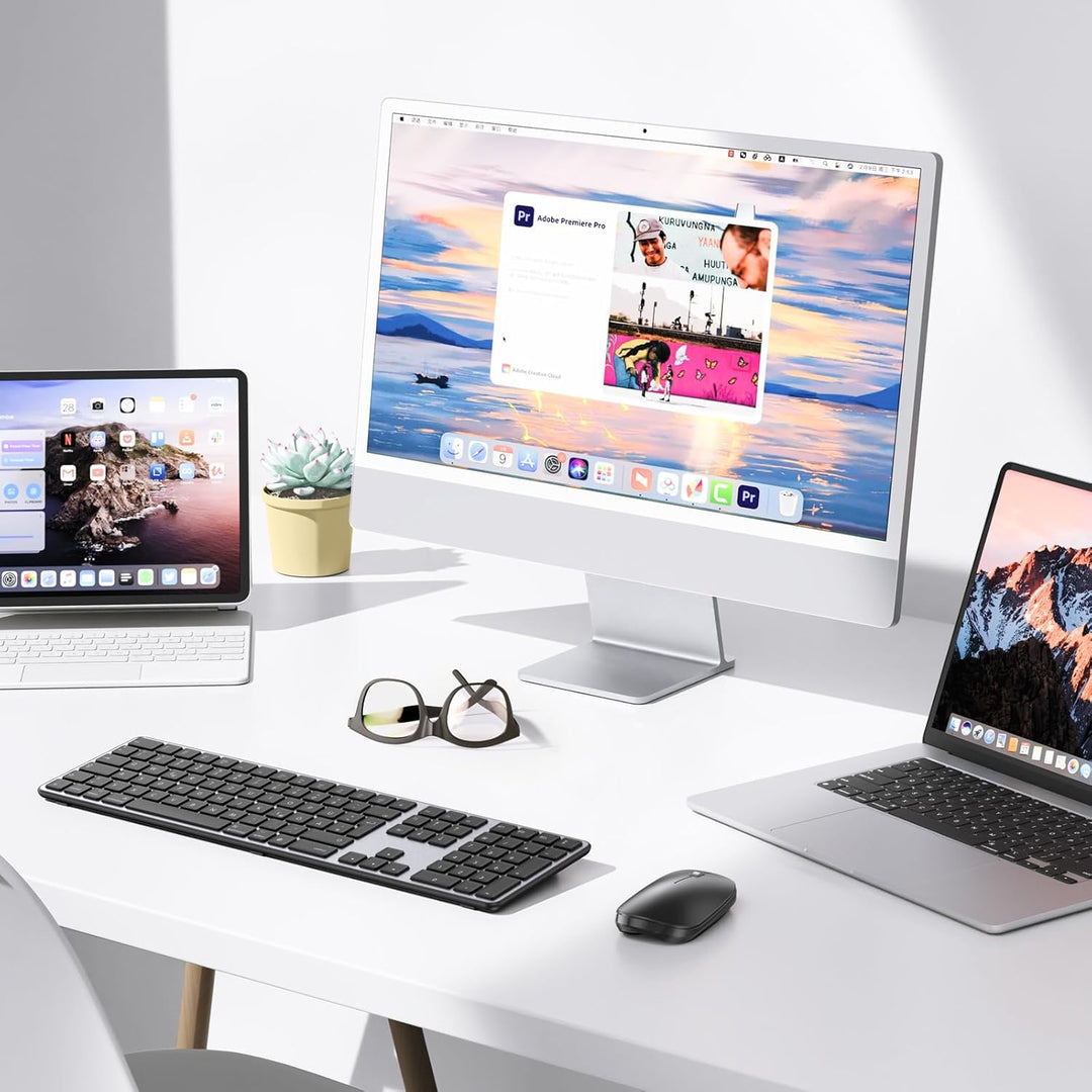 Bluetooth-Mac-Tastatur und -Maus, OMOTON Kabellose Tastatur und Maus für Apple MacBook Pro/Air, iMac