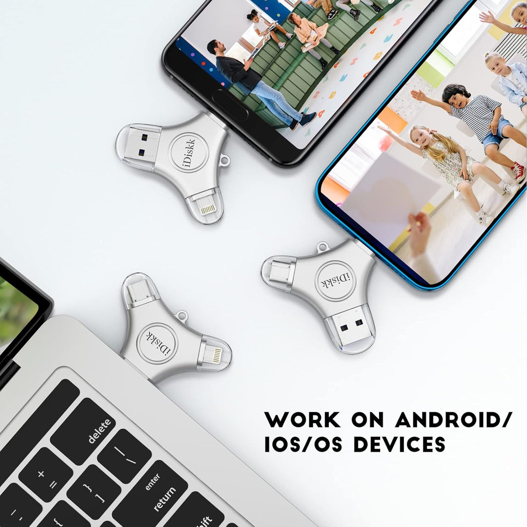 iDiskk Fotostick für iPhone/iPad, 3-in-1 USB-C 128 GB iPhone-Speicherstick mit MFi-Zertifizierung, i