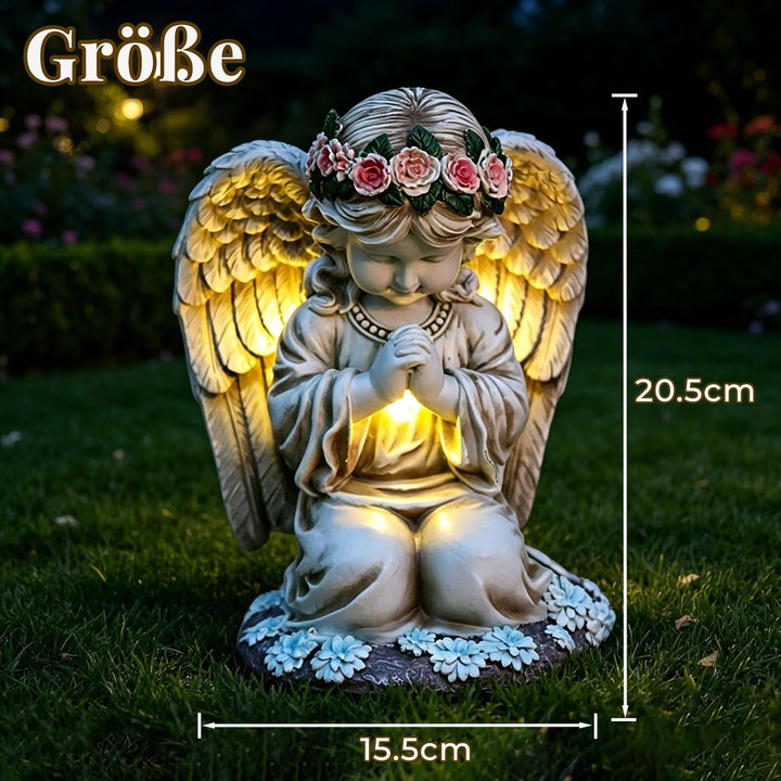 AVEKI Solar Engel Statue, Graten und Grab Schutzengel Figur mit Solar Licht, Outdoor Wetterfest Deko