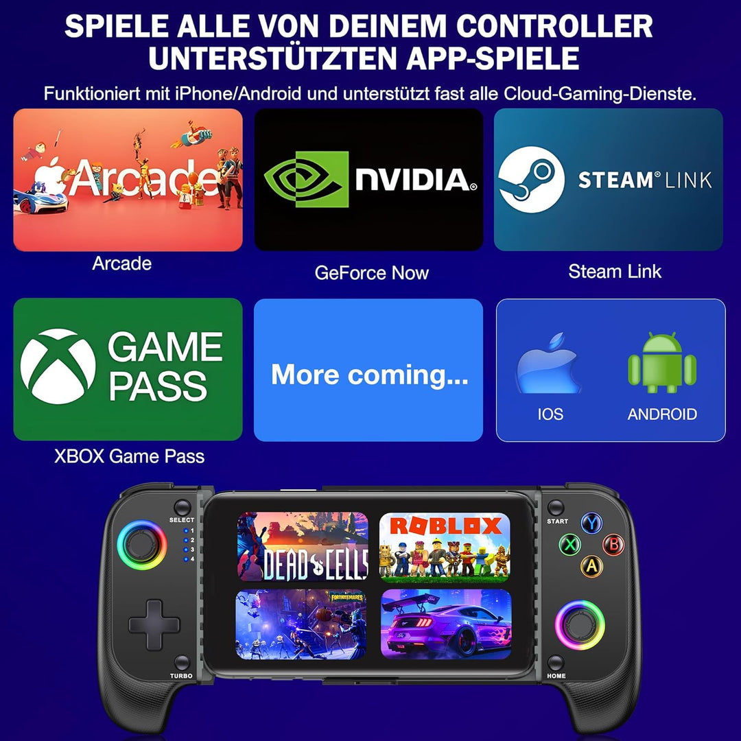 HASACOOL Handy Controller für iPhone, Smartphone Controller für Android mit Hall Effect Joystick, Bl